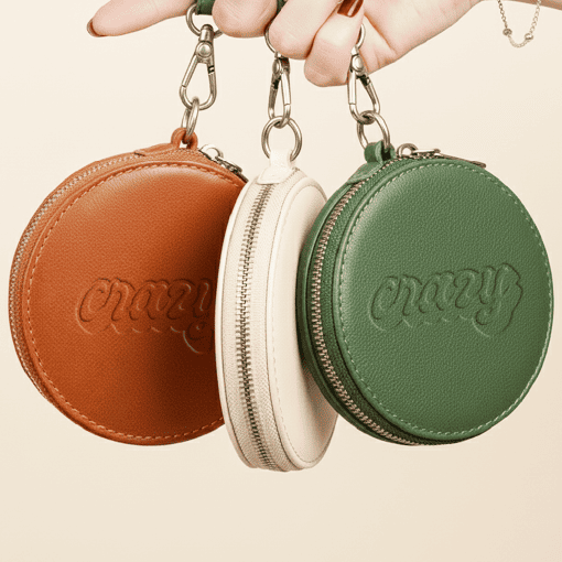 迷你真皮零錢包 圓形真皮收納小包