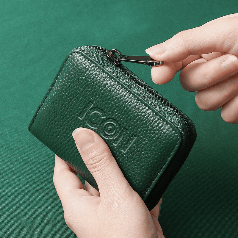 牛皮拉鍊卡包 真皮風琴卡包