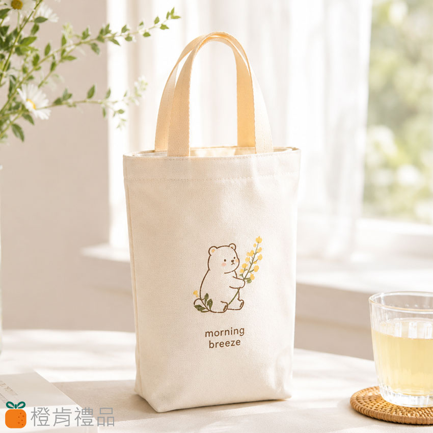 Custom Canvas Cup Holder Bag (9) 有底帆布飲料提袋